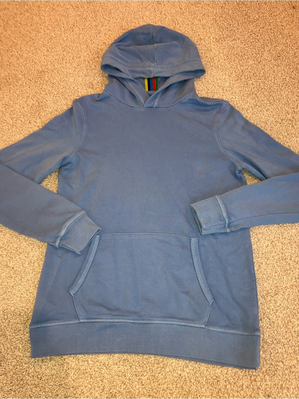 Boden Light Blue Hooded Sweatshirt With Hidden Rainbow Trim In Hood